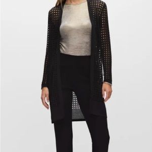 BLACK OPEN WEAVE CARDIGAN, SIZE: L